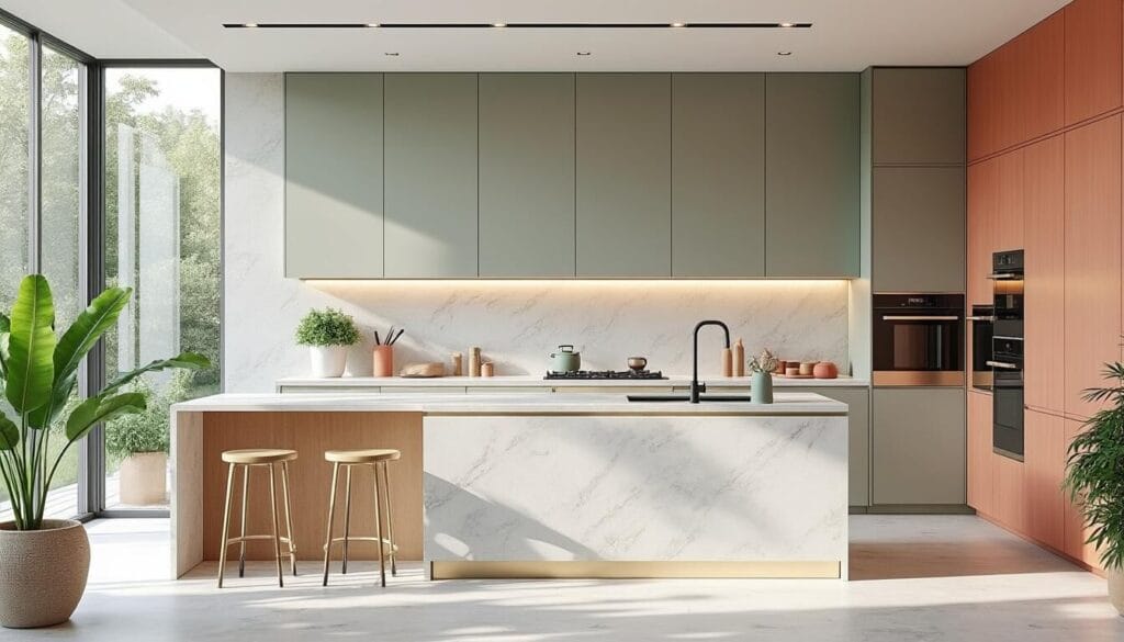 Découvrez les tendances couleur cuisine 2025 et explorez les palettes à la mode pour un intérieur moderne et élégant.