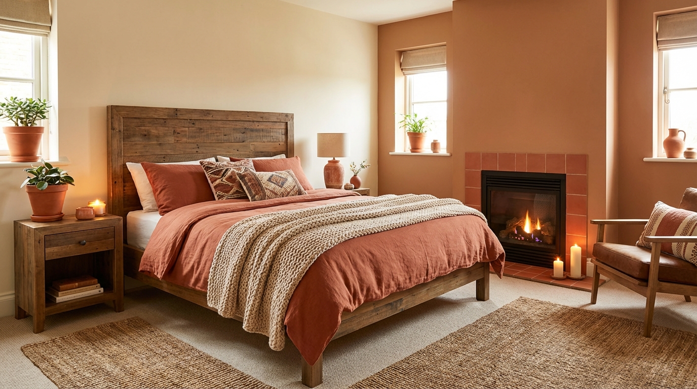découvrez comment associer la terracotta et le bois pour créer une chambre chaleureuse et authentique, un véritable refuge empreint d'harmonie et de confort.